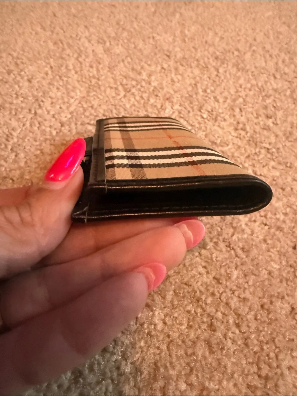 Burberrys Nova Check Leather Key Holder